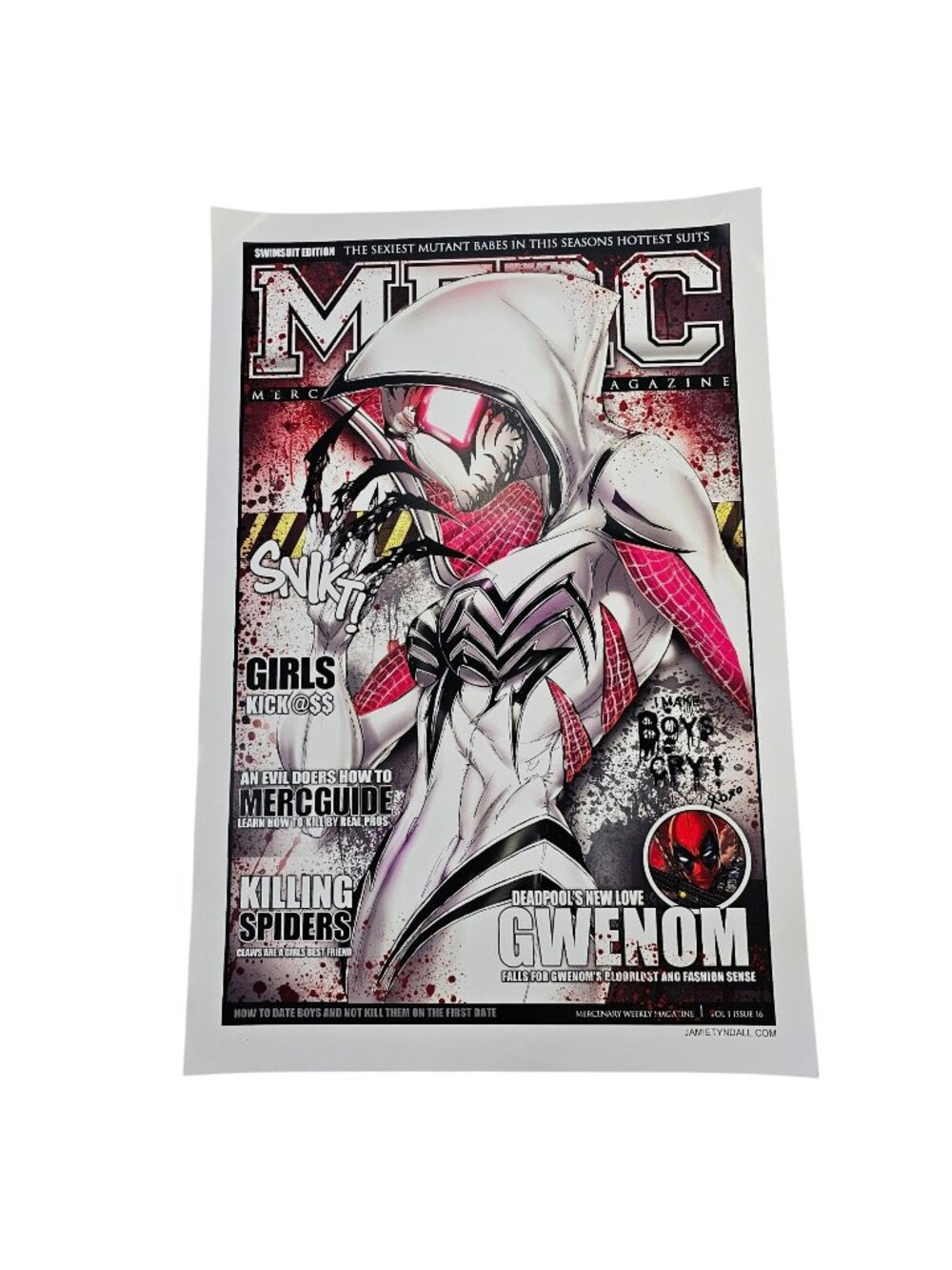 Merc Magazine 12x18" White Widow Gwenom Swimsuit Ed. Poster Art Jamie Tyndall